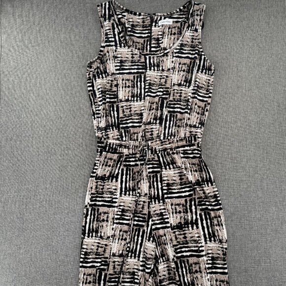 Calvin Klein Jumpsuit Sleeveless Scoop Neck Drawstring Cinched Waisted Size 8 - Picture 5 of 13